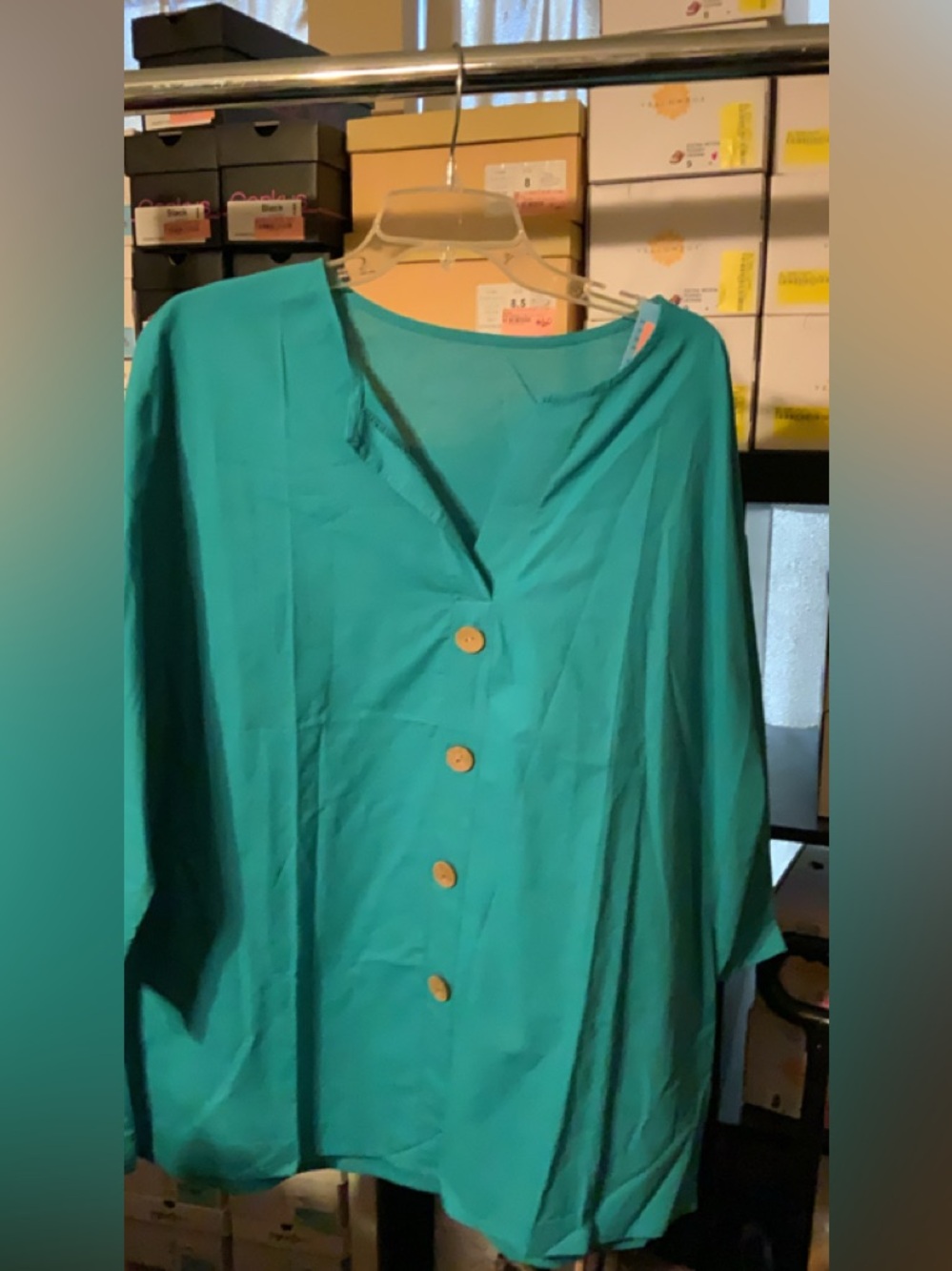 Women's Teal Button-Front Blouse